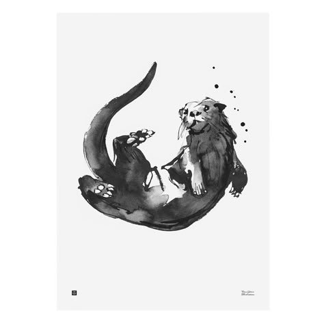 Otter Poster, Otter Drawing, Otter Tattoo, Otter Illustration, Otter Art, Otters Cute, Greeting Poster, Poster Series, Art Masters