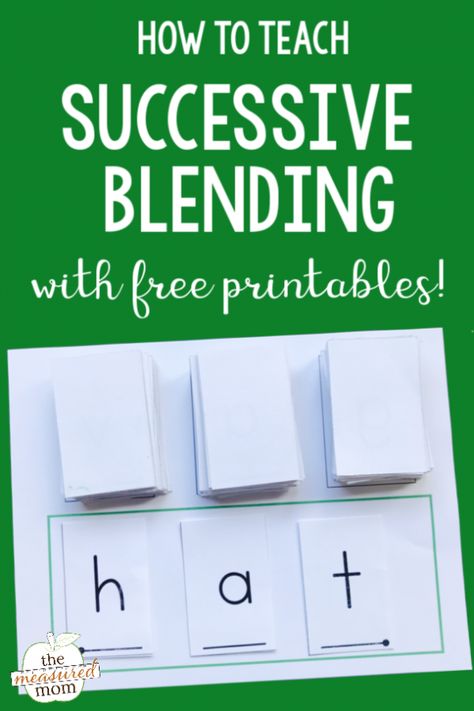 If you're looking for blending sounds activities, try successive blending. It works great for beginning readers in kindergarten and first grade. Grab the free printable mat and cards! #blending #phonics #CVCwords Blending Phonics, Blending Sounds Activities, Successive Blending, Sounds Activities, Synthetic Phonics, The Measured Mom, Measured Mom, Phonics Blends, Blending Sounds