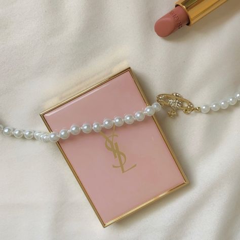 Ysl Pink Aesthetic, Tryst Six Venom, Ysl Aesthetic, Ysl Cosmetics, Rosé Ysl, Y2k Princess, Ysl Jewelry, Makeup Tools Products, Feminine Aesthetic