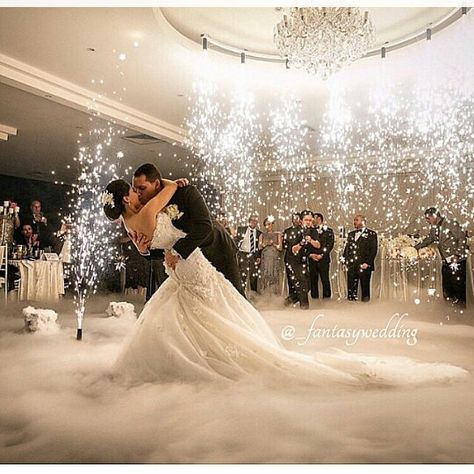 Sparkles first dance wedding Wedding Fireworks, Diamond Dress, Fantasy Wedding, Wedding Reception Venues, Dress Designer, Wedding Goals, Wedding Dreams, Wedding Dance, Bride Style