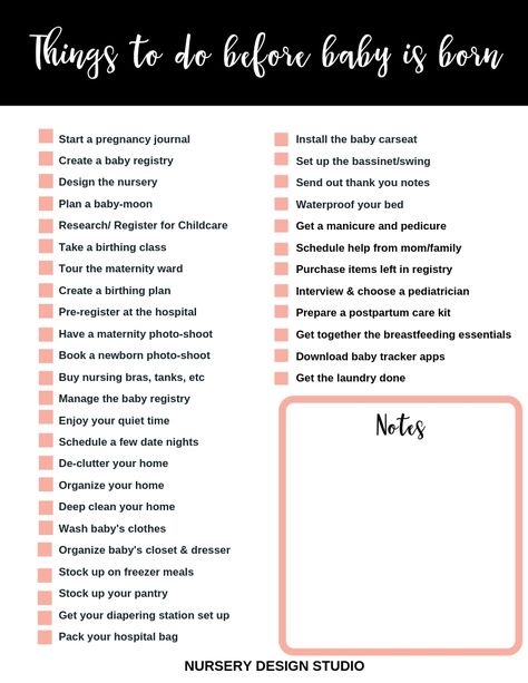 Use this awesome list of 36 Things to do before baby is born to get organized and prepared for baby's birth and the days and weeks after baby is born. Postpartum Care Kit, Baby Tracker, Notes Plan, Birthing Classes, Baby Checklist, Pumping Moms, Pregnancy Journal, Fantastic Baby, Baby Sleep Problems