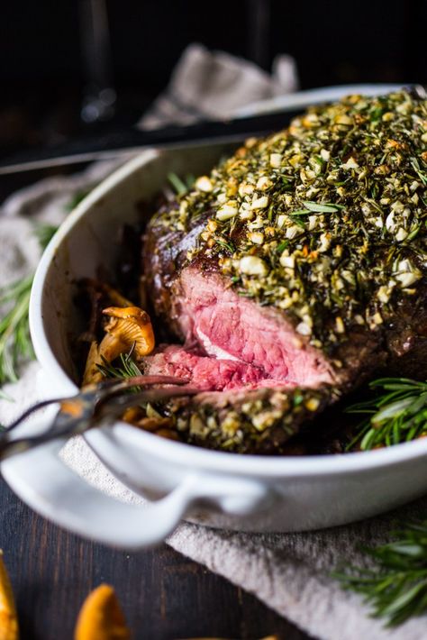 Christmas dinner Idea! Rosemary Garlic Beef Roast with Wild Mushrooms , a simple elegant recipe perfect for your holiday table. | www.feastingathome.com Elegant Recipes, Ribeye Roast, Garlic Beef, Beef Roast, Rosemary Garlic, Roast Recipes, Wild Mushrooms, Easy Healthy Breakfast, Beef Dishes