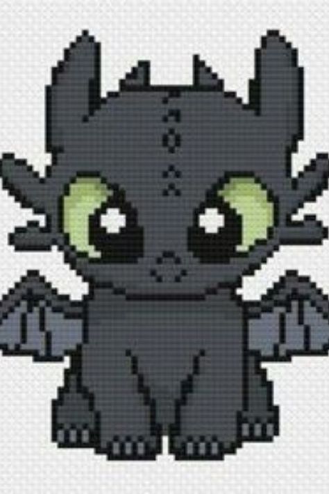 Httyd Cross Stitch, Tangled Pixel Art, Toothless Pixel Art, Toothless Cross Stitch, Carcase Iphone, Geeky Cross Stitch, Love Cross Stitch, Modele Pixel Art, Pixel Art Pokemon