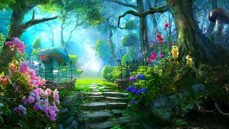 Enchanted Forest Wallpapers - Top Free Enchanted Forest Backgrounds - WallpaperAccess Fantasy Background, Forest Background, Fantasy Forest, Magical Garden, Forest Wallpaper, Garden Painting, Matte Painting, Fantasy Art Landscapes, 판타지 아트