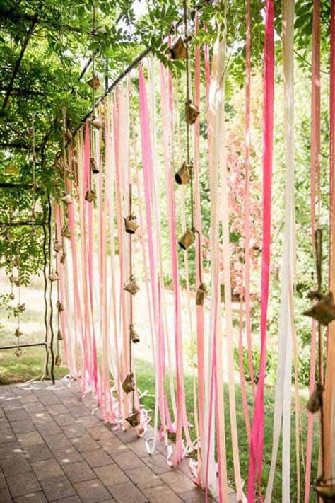 Having a patio or backyard is a fantastic feeling, especially on those warm summer days and cool evenings. However, some people may have the issue of ... | Hang a Magical Ribbon Screen Ribbon Backdrop, Funny Vine, Oregon Wine Country, Rustic Wedding Decorations, Festival Bride, Garden Party Decorations, Garden Wedding Decorations, Wine Country Wedding, Garden Parties