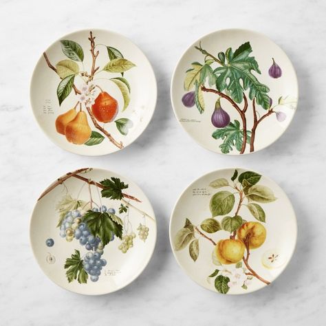 Provençal Garden Salad Plates #williamssonoma Botanical Portrait, College Kitchen, Stoneware Plates, Colorful Desserts, Kids Pottery, Breakfast Pastries, Garden Salad, House Studio, Mark And Graham