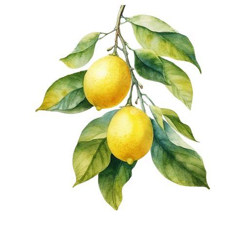 Lemon Clipart, Fruit Artwork, Painted Branches, Lemon Watercolor, Fruit Clipart, Lemon Art, Watercolor Fruit, Personalized Greeting Cards, Botanical Poster