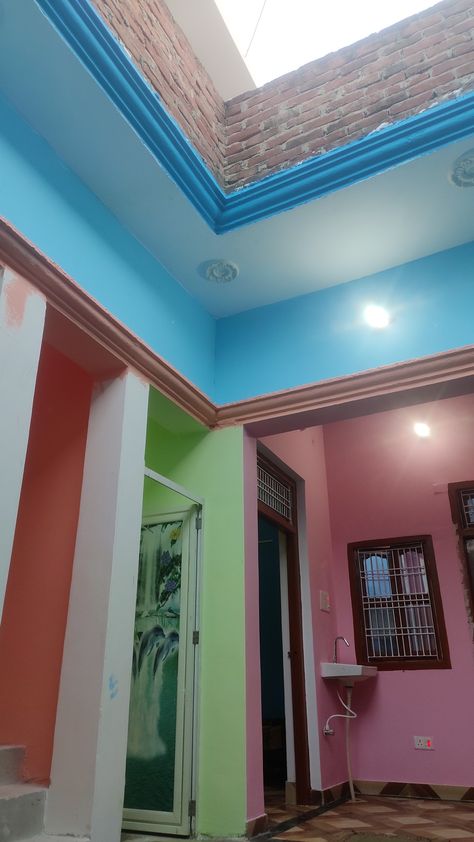 Wall Colours For Bedroom, Pista Colour Combination, Colours For Bedroom, House Outside Colour Combination, Pista Colour, Outside House Colors, Baby Fancy Dress, Wall Colours, Simple House Design