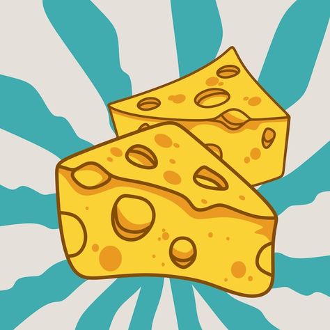 Cheese Vector, Cheese Cartoon, Cartoon Drawing, A Cartoon, Vector Photo, Cartoon Drawings, Vintage Design, Two Pieces, Premium Vector