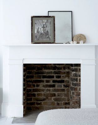 blank canvas Brick Mantle, Minimalism Living, Simple Fireplace, White Fireplace, Urban Interiors, Bedroom Fireplace, Open Fireplace, Fireplace Surround, Up House