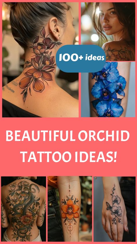 Unleash your inner flower power with a stunning orchid tattoo design! Whether you're into minimalist ink or a full-on sleeve masterpiece, the beauty and symbolism of orchids make them the perfect choice. Dive into the world of orchid tattoos with delicate shoulder pieces, intricate back designs, or small and dainty placements. Discover what these elegant blooms represent and let your tattoo tell a story as unique as you are. Get inspired and bloom like an orchid with your next ink creation! Orchid And Peony Tattoo, Orchid Cover Up Tattoo, Blue Orchids Tattoo, Dainty Orchid Tattoo, Orchids Tattoo Design, Asian Style Tattoos, Lilac Tattoos, Blue Orchid Tattoo, Orchid Flower Tattoo