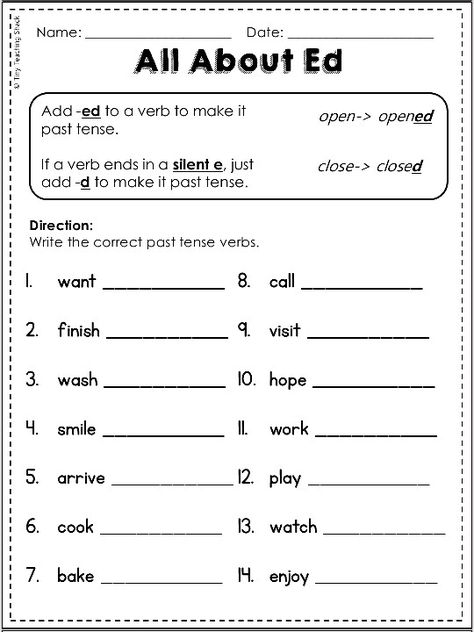 Present, past, future tense. Adding ed and d to a verb.  First grade Common Core language practice sheets like. 1.1.e Ed Worksheets, Simple Past Tense Worksheet, Future Tense Verbs, Tense Worksheet, Worksheets For First Grade, Past Tense Worksheet, Suffixes Worksheets, Language Practice, Common Core Language