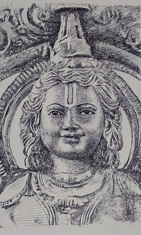 Ayodhya Ram murti Ram Mandir Sketch, Ram Sketch, Ram Murti, Ayodhya Ram, Ram Ji, Shree Ram, Pen Sketch, God Art, Cute Easy Drawings