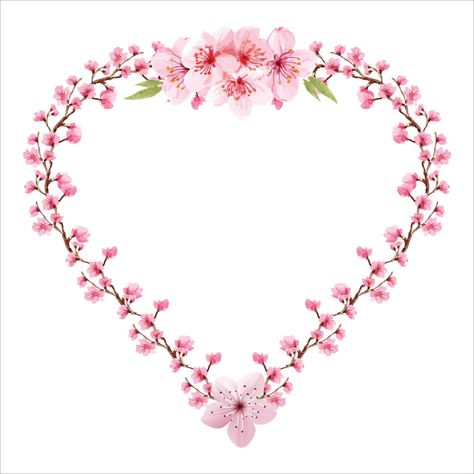 Heart-Shaped Floral Wreath with white Background Core. Cherry blossoms Romantic Petal Pink Wreath for Wedding, Date, Valentine Day, and Special Event. Printable Heart Wreath Template with Romantic Template, Lavender Heart, Pink Wreath, Heart Printable, Heart Wreath, Cherry Blossom, Special Events, Vector Art, White Background