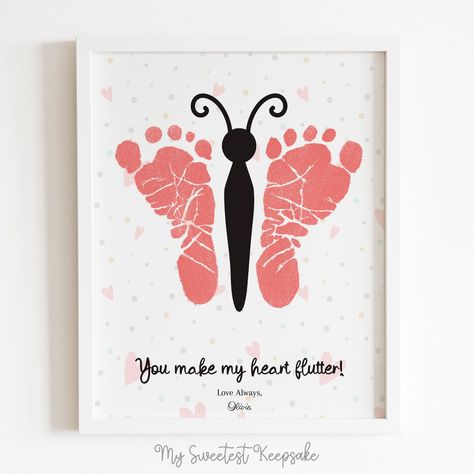 Excited to share this item from my #etsy shop: Printable Valentine's day gift | Butterfly baby footprint | Gift for mom, dad, grandma or grandpa from baby | Footprint keepsake gift | DIY Baby Footprint Art For Grandma, Diy Presents For Grandma, Butterfly Footprints, Baby Footprint Keepsake, Baby Footprint Art, Printable Butterfly, Footprint Keepsake, Baby Footprint, Butterfly Printable