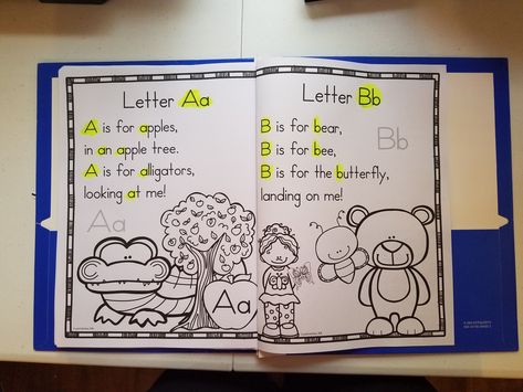 Poetry Kindergarten, Literacy Activities For Preschoolers, Alphabet Poem, Kindergarten Poems, Beginning Letter Sounds, Interactive Journal, Alphabet Recognition, Transitional Kindergarten, Prek Math