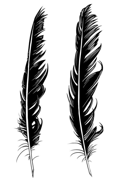 Crow Feather Drawing, Ink Quill Tattoo, Crow Feather Tattoo, Tattoo Plume, Feather Knife, Feather Tat, Quill Tattoo, Indian Feather Tattoos, Crow Feather