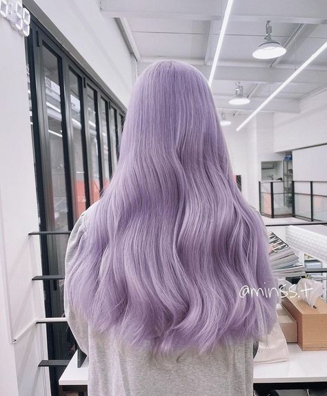 Lilac Purple Hair Color, Light Pastel Hair, Light Violet Hair Color, Pale Lavender Hair, Korean Hair Color Purple, Light Purple Hair Aesthetic, Lavender Dyed Hair, Korean Purple Hair, Light Lilac Hair