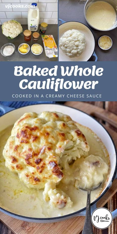 Gastroperisis Diet, Cauliflower Sauce Recipes, Cauliflower With Cheese Sauce, Cauliflower With Cheese, Cheese Sauce For Cauliflower, Cauliflower Baked, Baked Cauliflower Recipe, White Cheese Sauce, Whole Cauliflower