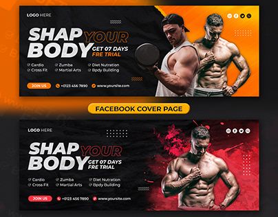 Email Banner Design Inspiration, Gym Banner Design, Gym Social Media, Gym Banner, Cover Photo Design, Real Estate Marketing Design, Advertising Graphic Design, Banner Design Inspiration, Facebook Cover Template