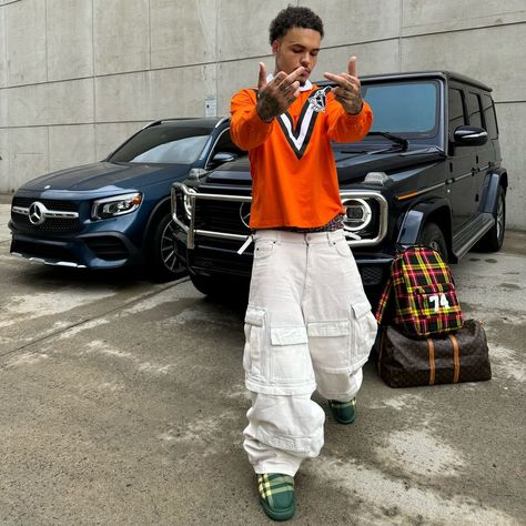 Supreme Jersey Outfit, Supreme Outfits Men, Supreme Streetwear, Supreme Fashion Streetwear, Orange Streetwear Outfit Men, Street Wear Outfits, Mens Outfit Inspiration, Cool Fits, Streetwear Men Outfits