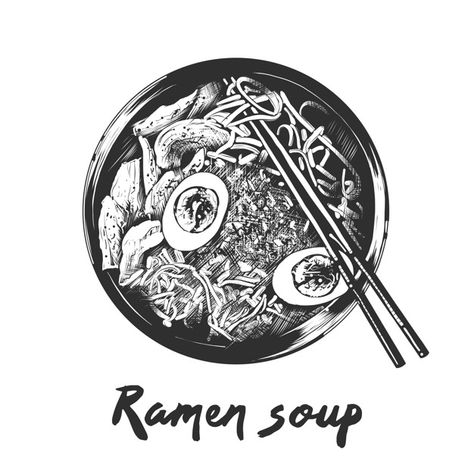 Ramen Soup, Vector Food, Poster Colour, Vector Hand, Vector Photo, Metal Poster Displate, Illustrations Posters, Metal Posters Design, Premium Vector