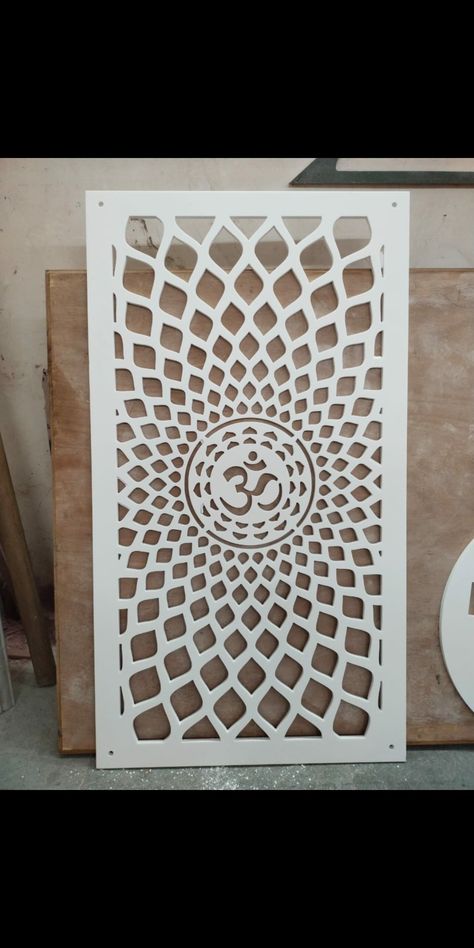 Om Jaali Design, Om Cnc Design, Cnc Pooja Door Design Modern, Mandir Back Design, Om Cnc Jali Design, Mandir Door Cnc Design, Mdf Jali Design For Mandir, Pooja Ghar Design, Cnc Design Pattern Modern