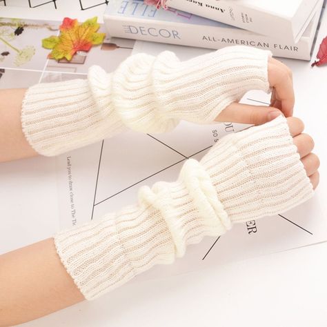 Smarter Shopping, Better Living! Aliexpress.com Goth Gloves, Long Fingerless Gloves, Goth Outfit, Fingerless Gloves Knitted, Fingerless Mittens, Long Gloves, Wrist Warmers, Long Knit, Knit Sleeve