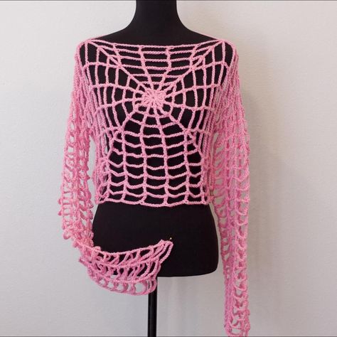 Halloween Spiderweb Crop Top Sweater/Mesh... - Depop Spiderweb Crochet Top, Spiderweb Crochet, Web Top, Crochet Outfit, Mesh Sweater, Halloween Spider Web, Top Sweater, Crop Top Sweater, The Model