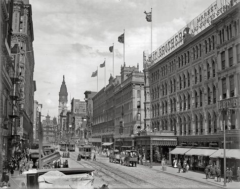 Our new home a long time ago.   (The Inquirer/Daily News/Philly.com is about halfway down the block in this picture) Old Philadelphia, Shorpy Historical Photos, Philadelphia History, Philadelphia Street, Historic Philadelphia, Harriet Tubman, Historic Photos, Market Street, Philadelphia Pennsylvania