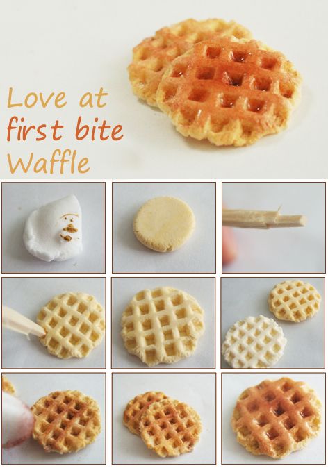 Mini Patisserie, Fondant Cake Tutorial, Miniature Food Tutorials, Barbie Food, Waffle Cake, Fondant Tutorial, Tanah Liat, Polymer Clay Diy, Fondant Figures