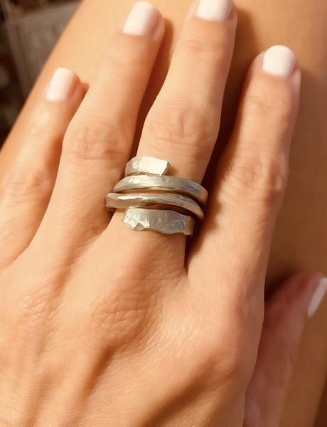 Wide Silver Rings, Silver Handmade Rings, Silver Ring Handmade, Handmade Silver Rings, Silver Hammered Ring, Wrap Around Ring, Jewlery Rings, Hammered Silver Jewelry, Silver Wrap Ring