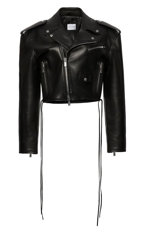 Cropped Biker Jacket, Wales Bonner, High Fashion Outfits, Cropped Leather Jacket, Magda Butrym, Cold Weather Fashion, Crop Top Outfits, Sheep Leather, Adidas X