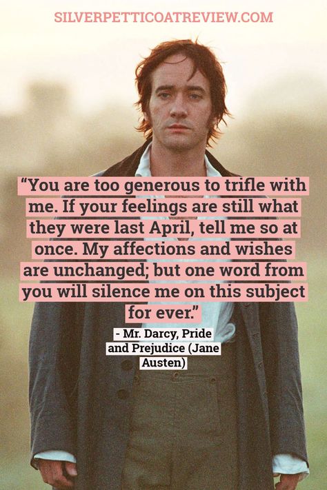 Mr. Darcy quote. Enjoy these memorable Jane Austen quotes about love, marriage, romance, courtship, etc. These 15 quotes come from Pride and Prejudice, Persuasion, Emma, Mansfield Park, Northanger Abbey, and Sense and Sensibility. #JaneAusten #JaneAustenQuotes #EmmaQuotes #PrideandPrejudiceQuotes #PersuasionQuotes #lovequotes #NorthangerAbbeyQuotes #SenseandSensibilityQuotes Persuasion Quote, Mr Darcy Quotes, Austen Quotes, Prejudice Quotes, Pride And Prejudice Quotes, Jane Austen Movies, Persuasion Jane Austen, Northanger Abbey, Jane Austen Quotes