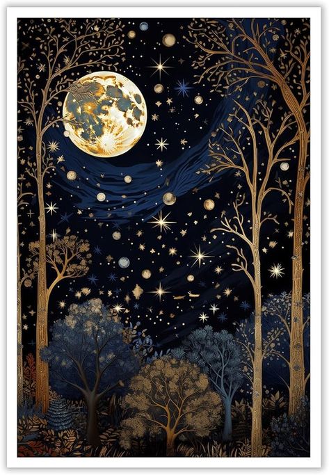 Amazon.com: HMYLCQN Vintage William Moon and Star Poster Famous Painting Artist Wall Art Nature Landscape Celestial Canvas Picture for Home Office Bedroom Living Room, Bathroom Room Wall Decor: Posters & Prints