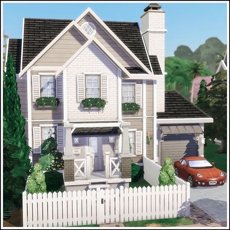 Cute Small Family House, Sims Small Family House, The Sims 4 Small Family House, Small Family House Exterior, Small Family House Sims 4, Small Family Home Exterior, Small Family Home Sims 4, Sims 4 Houses Floor Plans, Sims 4 San Sequoia House