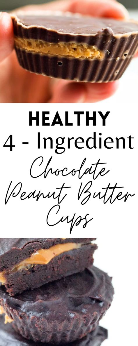 You only need 4 ingredients for these Healthy Chocolate Peanut Butter Cups! Super delicious and healthy dessert! Healthy Recees Cups, Healthy Homemade Peanut Butter, Healthy Chocolate Peanut Butter, Healthy Holiday Treats, Healthy Peanut Butter Cups, Homemade Peanut Butter Cups, Avocado Dessert, Vegan Snack Recipes, Yummy Deserts