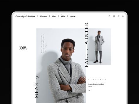 Collection Page Concept For Zara by Alex Woodward Zara Catalogue, Zara Website, Catalogue Layout, Digital Board, Minimal Photography, Website Design Layout, Concept Board, Clothing Catalog, Minimal Web Design