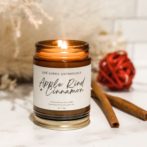 Cinnamon Scented Candles, Cinnamon Candle, Fall Candle, Selling Candles, Fall Feels, Fall Candles, Red Apple, Etsy Candles, Natural Soy Wax