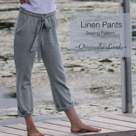 Linen Pants Sewing Pattern | Originally Lovely Pattern Linen Pants, Linen Pants Sewing Pattern, Linen Pants Pattern, Pants Pattern Free, Diy Pants, Sewing Pants, Pants Sewing, Sewing Clothes Women, Trendy Sewing