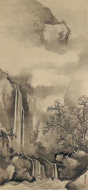 Tani Bunchō | Landscape with Waterfall | Japan | Edo period (1615–1868) | The Met Western Watercolor, Waterfall Tattoo, Waterfall Drawing, Sketch Nature, Moon Stars Art, Chinese Drawings, Asian Landscape, Chinese Landscape Painting, Landscape Tattoo