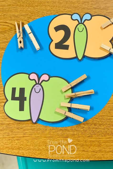 Butterfly Counting Preschool, Insect Unit Preschool, Preschool Butterfly Activities, Butterfly Math Activities, Preschool Butterfly, Number Clip Cards, Butterfly Activity, Butterfly Activities, Counting Activities Preschool