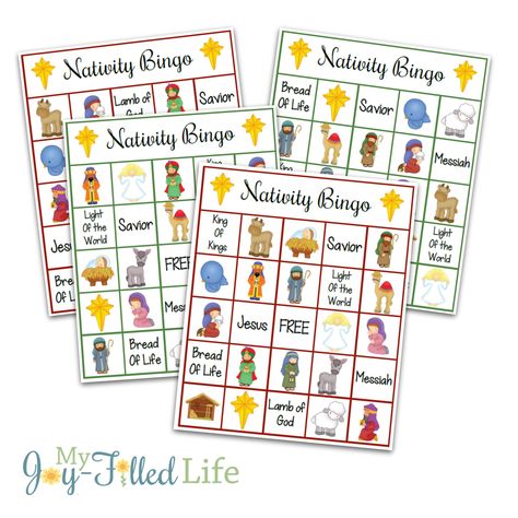 This week I’m bringing you 5 Days of Nativity Printables.  Each day this week, I will have a new nativity themed printable for you.  All you have to do to get these freebies is to subscribe to My Joy-Filled Life by email.  Once you do, you will have access to ALL 5 nativity printables, … Christmas Games Free Printable, Christmas Games Free, Nativity Games, Nativity Bingo, Bingo Printable Free, Free Christmas Games, Christmas Bingo Printable, Printable Nativity, Manger Christmas