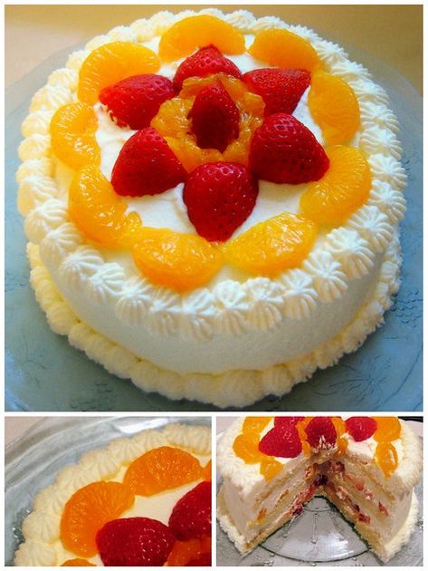 Chinese Sponge Cake aka "Chinese Birthday Cake" | A collage … | Flickr Cake With Fruits On Top, Fruit Sponge Cake, Best Fruit Cake Recipe, Christmas Fruitcake, Chinese Fruit, Bakery Style Cake, Chinese Cake, Asian Cake, Chinese Dessert