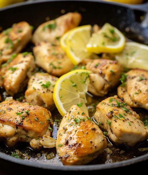 Lemon Garlic Chicken Bites – bite-sized pieces of seasoned chicken cooked to perfection with butter, garlic, and a zesty lemon twist. Chicken Wing Side Dishes, Garlic Chicken Bites, Gordon Ramsey Recipes, Chicken Bites Recipes, Freezable Meals, Popular Appetizers, Lemon Twist, Lemon Garlic Chicken, Seasoned Chicken