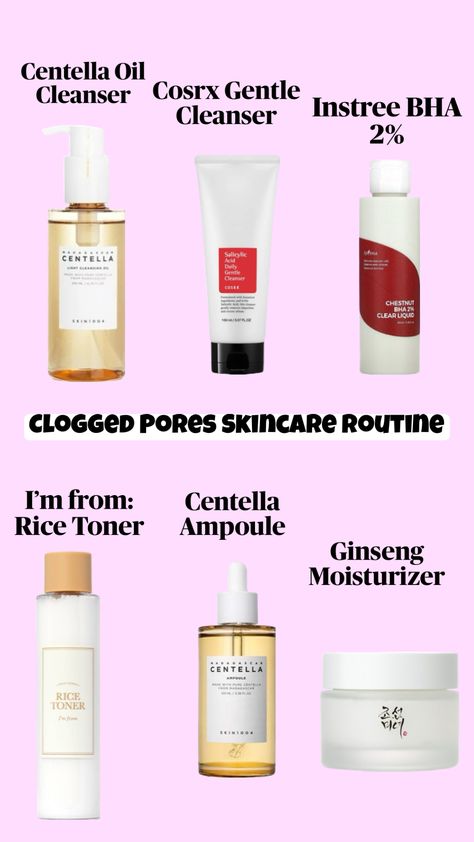 Skincare Routine for Clogged Pores #skincareaesthetic #skincareroutine #skincare #cloggedpores #skincarewishlist Skincare For Clogged Pores, Clear Liquids, Dressy Casual Outfits, Best Skincare, Hair Removal Cream, Unclog Pores, Daily Skin Care Routine, Gentle Cleanser, Clogged Pores