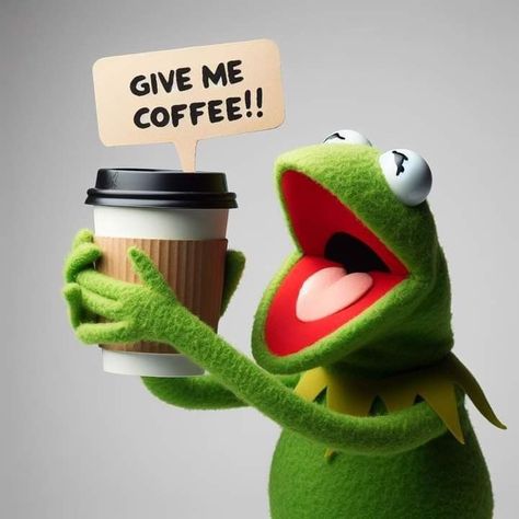 Morning Happy Quotes, Kaffe Humor, Coffee Cartoons, Monday Post, Coffee Jokes, Good Morning Hug, Kermit Funny, Robusta Coffee, Good Morning Greeting Cards