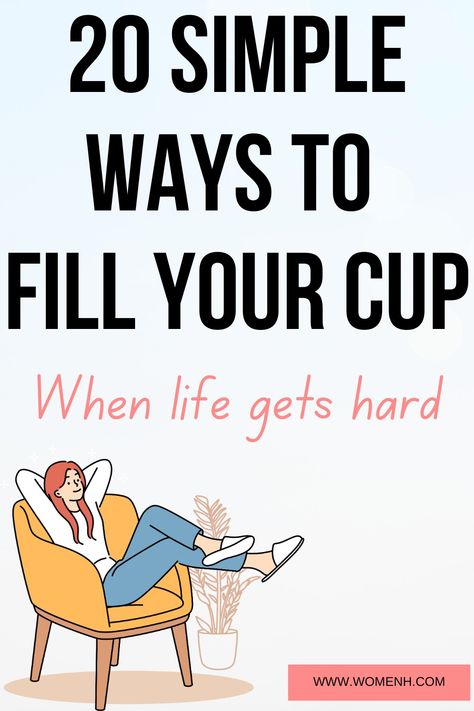 Even though it may seem impossible to come up with ways to fill your cup when times get tough, there are a number of simple activities that can help restore balance in your life and put your needs first. In this blog post, I will share 20 different ideas to help inspire creativity so you can look after yourself without feeling guilty or overwhelmed. What Fills Your Cup Activity, Ways To Fill Your Cup, Restorative Activities, Filling Your Cup, Creative Vision Boards, Fill Your Cup, Simple Living Lifestyle, Take Time For Yourself, Mental Break