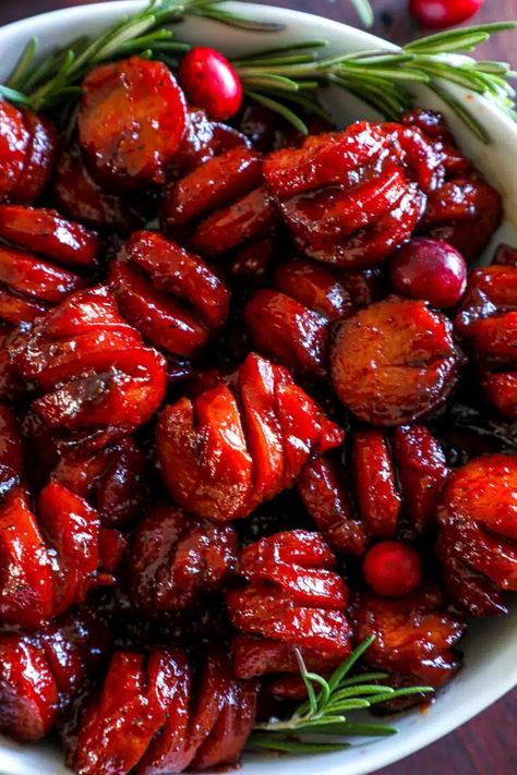 Cranberry BBQ Sauce - Bonappeteach Winter Bbq Side Dishes, Authentic Chicago Italian Beef Recipe, Sausage Burnt Ends, Cranberry Bbq Sauce, Italian Beef Recipes, Best Holiday Appetizers, On The Smoker, Bbq Sausage, Burnt Ends