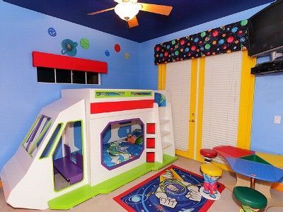 Buzz Lightyear Toddler Bed Walmart | Buzz Lightyear Room Complete with Rocket Bunk Bed Buzz Lightyear Bedroom, Buzz Lightyear Bedroom Ideas, Buzz Lightyear Room, Buzzlight Year Bed, Toy Story Bedding, Toy Story Baby Bedding, Toy Story Crib Bedding, Disney Themed Bedrooms, Toy Story Bedroom